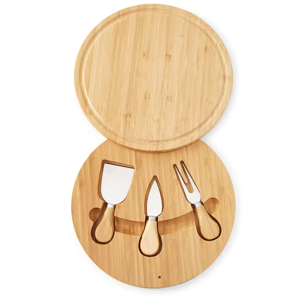 Tabla de quesos de Bambú + 3 utensilios