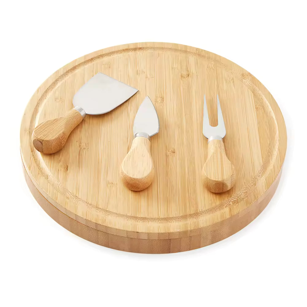 Tabla de quesos de Bambú + 3 utensilios