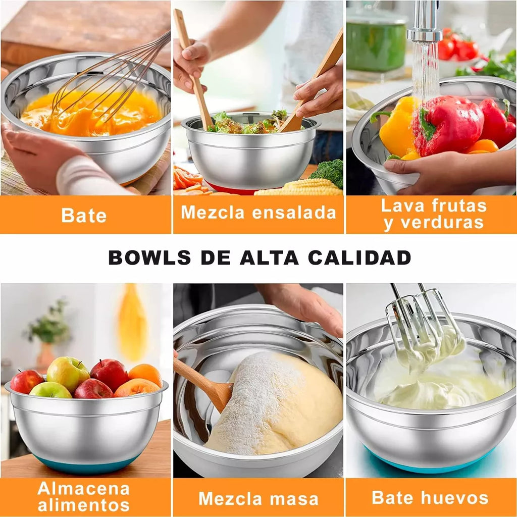 Set 7 Bowls de Cocina - Acero Inoxidable