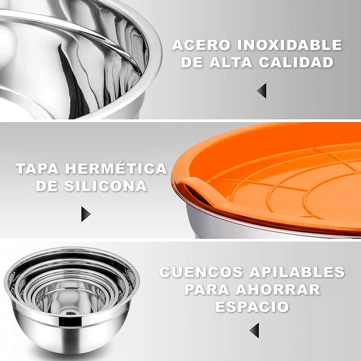 Set 7 Bowls de Cocina - Acero Inoxidable