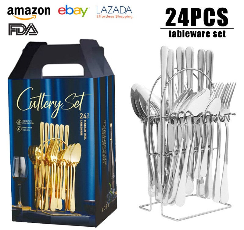 Set de cubiertos plateados (24UN)